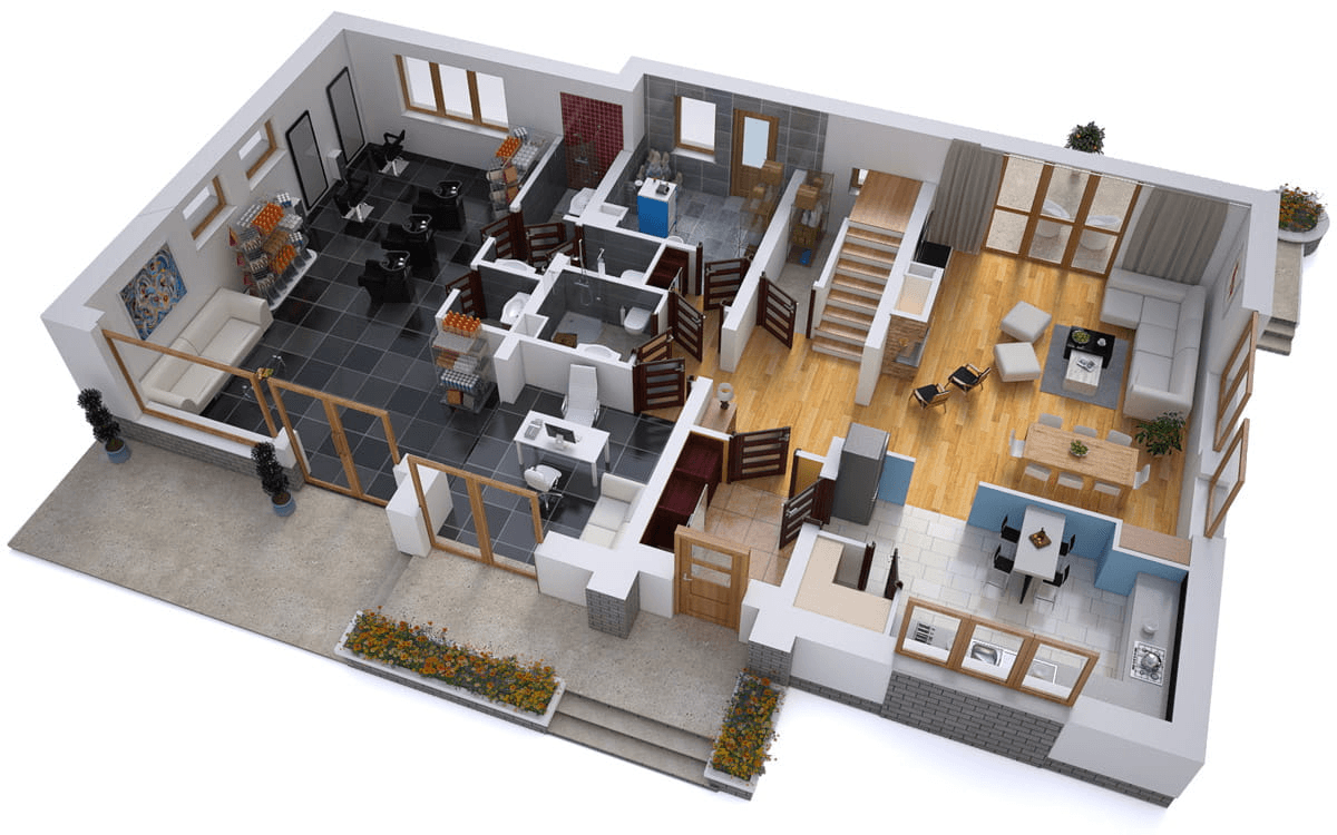 Wizualizacja domu jednorodzinnego BW-37 wariant2 z lokalem