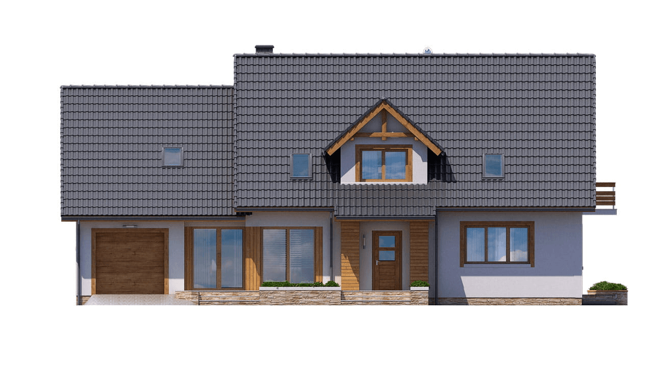 elewacja frontowa domu jednorodzinnego BW-37 z lokalem