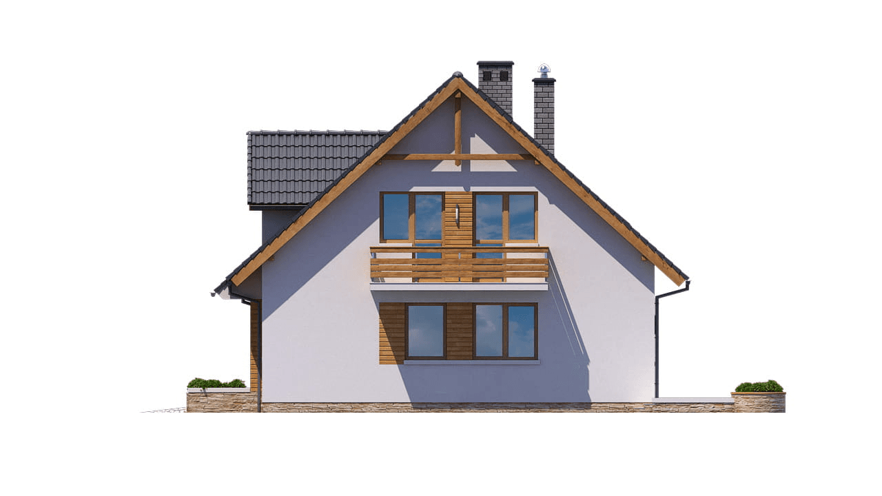 elewacja prawa domu jednorodzinnego BW-37 z lokalem