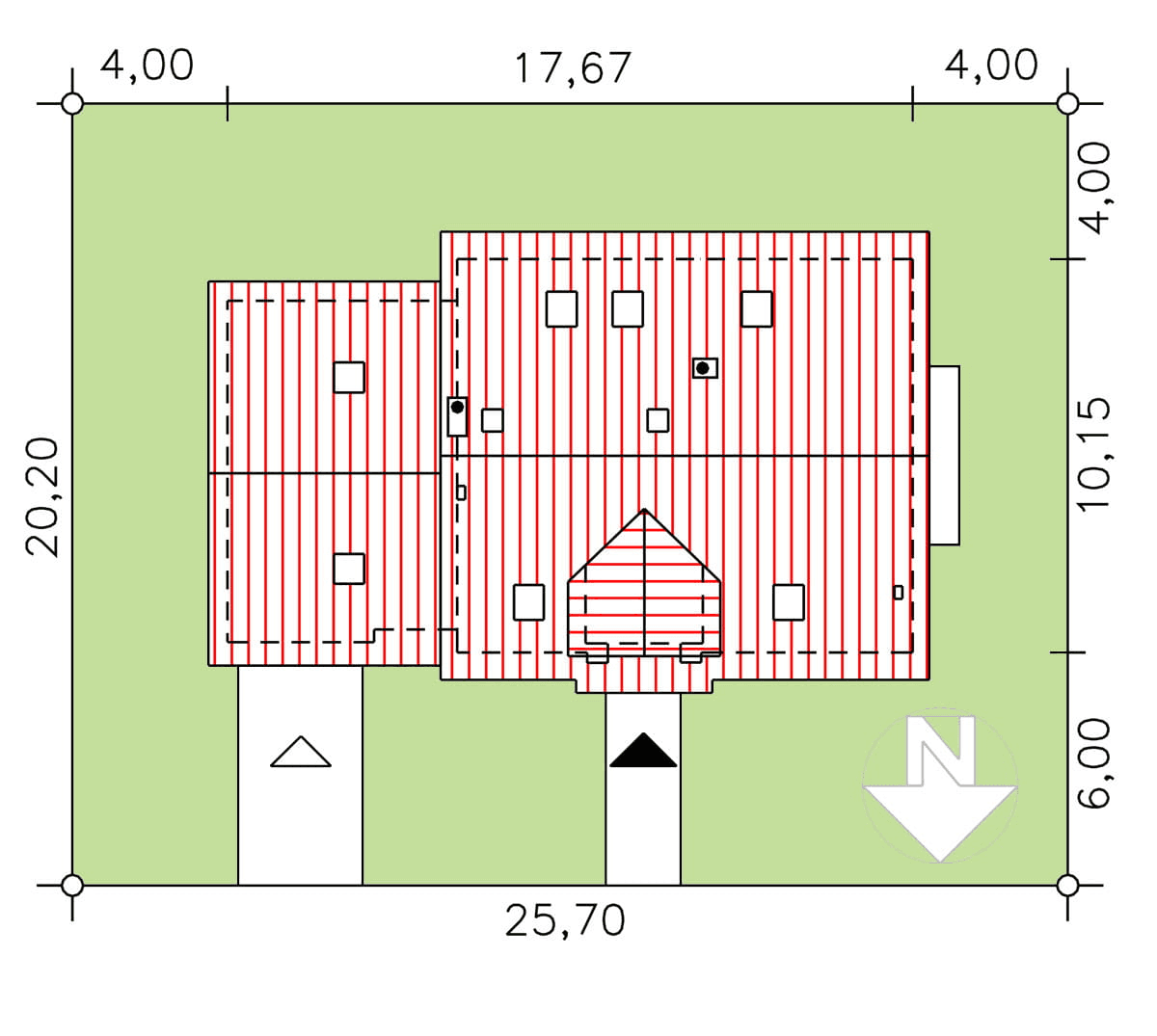rzut usytuowania domu jednorodzinnego BW-37 z lokalem