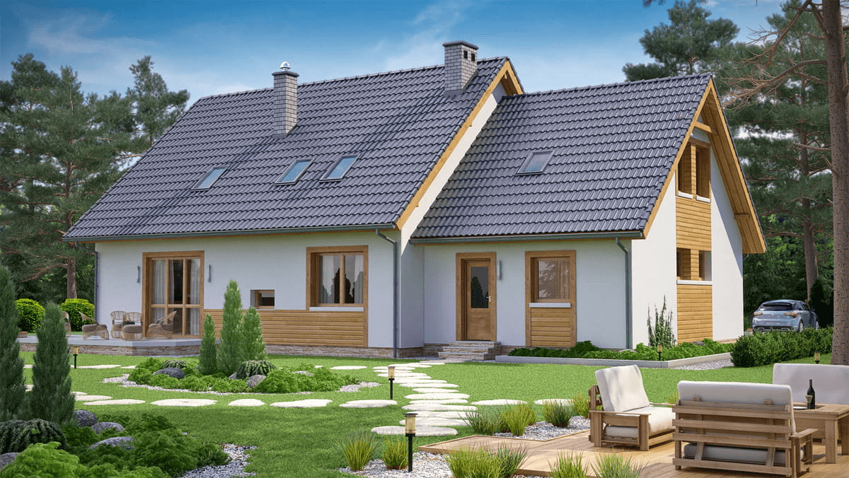 Wizualizacja domu jednorodzinnego BW-37 z lokalem