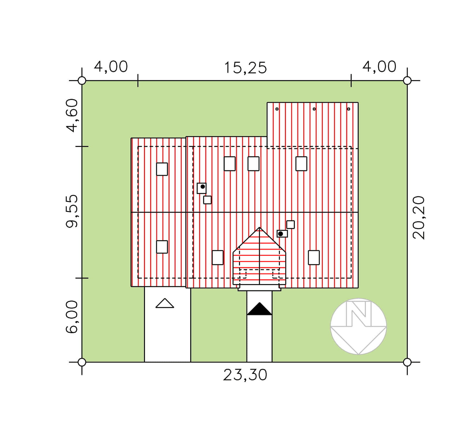 rzut usytuowania domu jednorodzinnego BW-44
