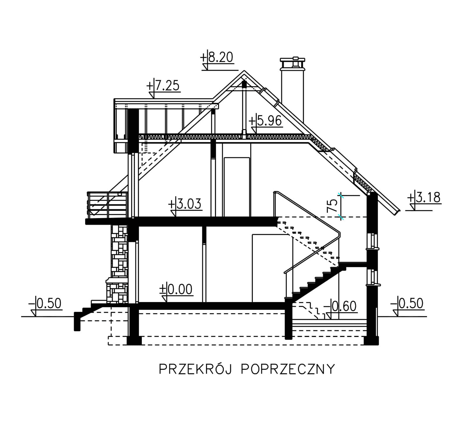przekrój domu jednorodzinnego BW-44