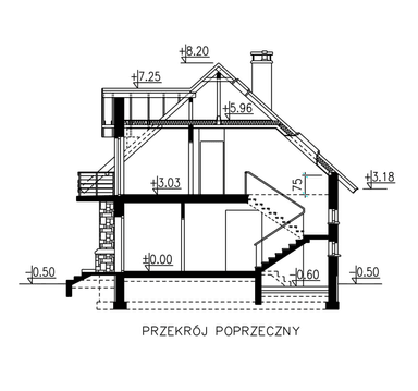 przekrój domu jednorodzinnego BW-44