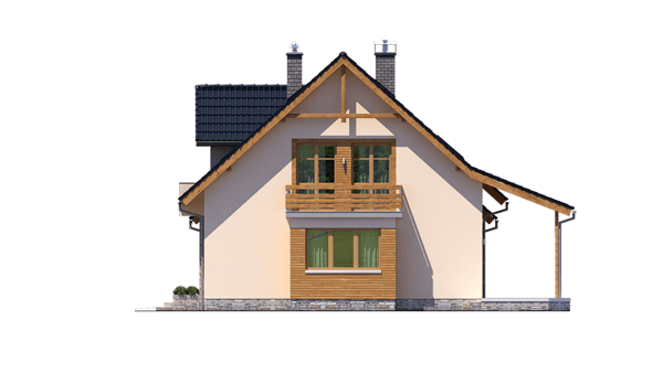 elewacja prawa domu jednorodzinnego BW-44 wariant 1