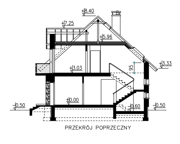 przekrój domu jednorodzinnego BW-44 wariant 1