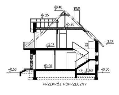 przekrój domu jednorodzinnego BW-44 wariant 1