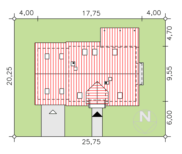 rzut usytuowania domu jednorodzinnego BW-44 wariant