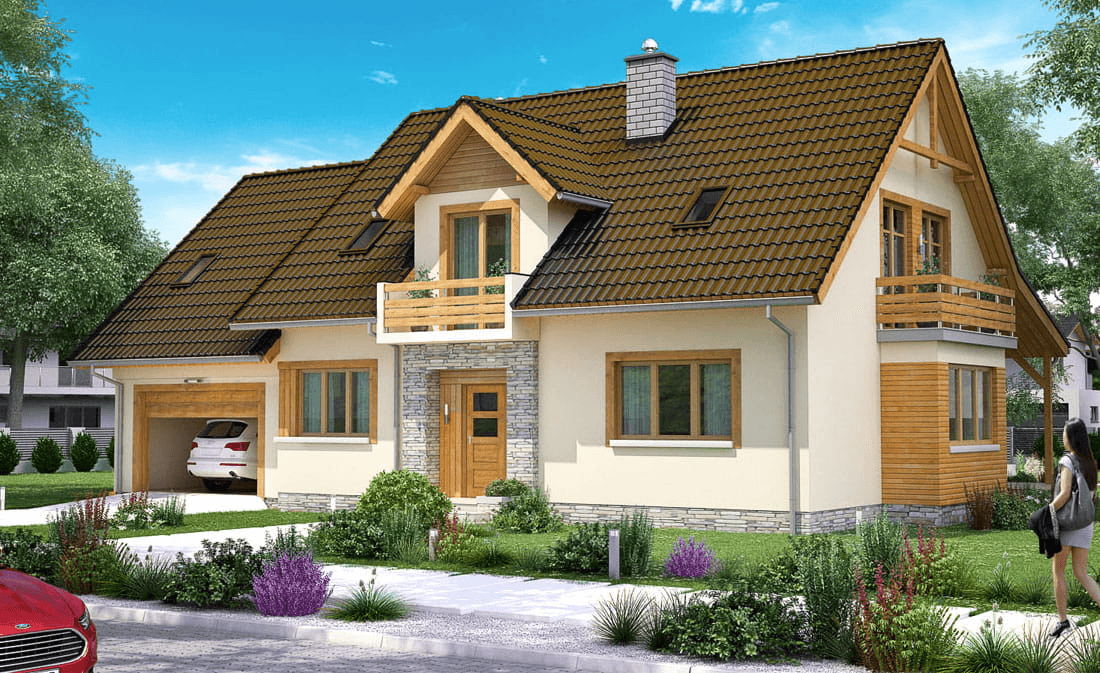 Wizualizacja domu jednorodzinnego BW-44 wariant 1