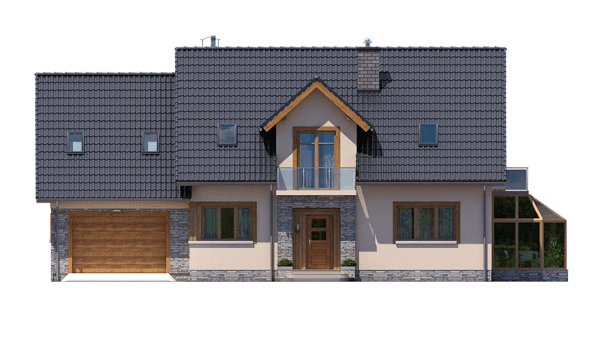 elewacja frontowa domu jednorodzinnego BW-44 wariant 2