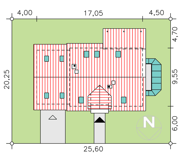 rzut usytuowania domu jednorodzinnego BW-44 wariant 2