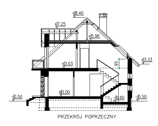 przekrój domu jednorodzinnego BW-44 wariant 2