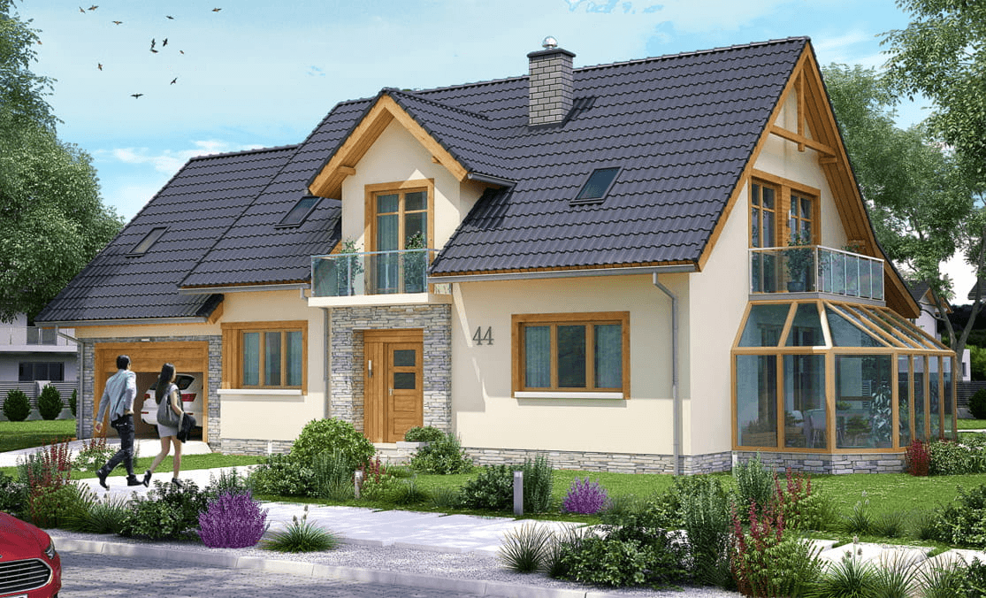 Wizualizacja domu jednorodzinnego BW-44 wariant 2