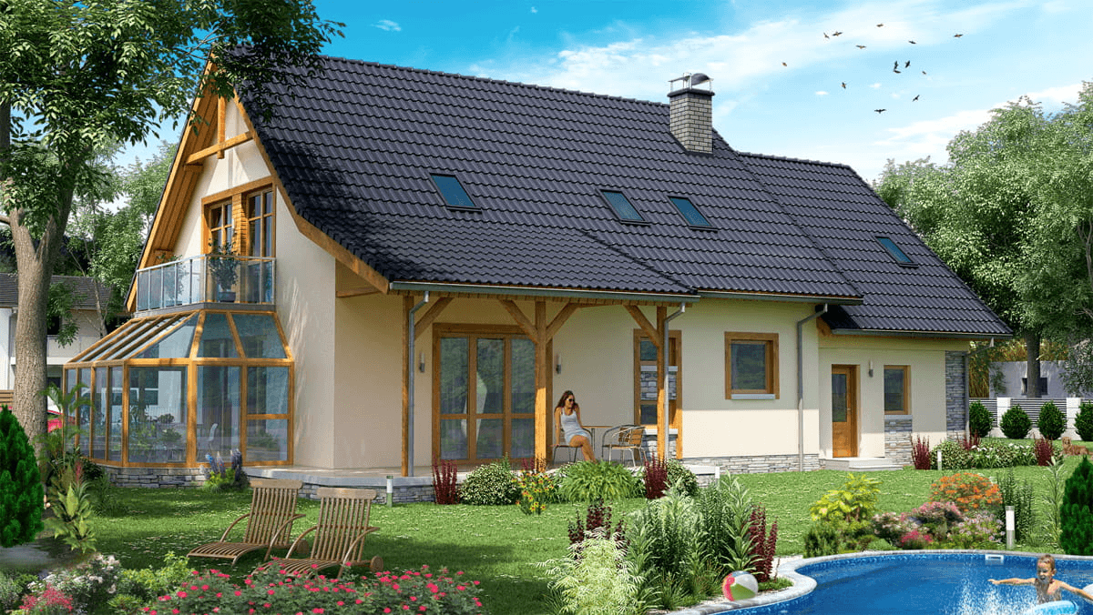 Wizualizacja domu jednorodzinnego BW-44 wariant 2