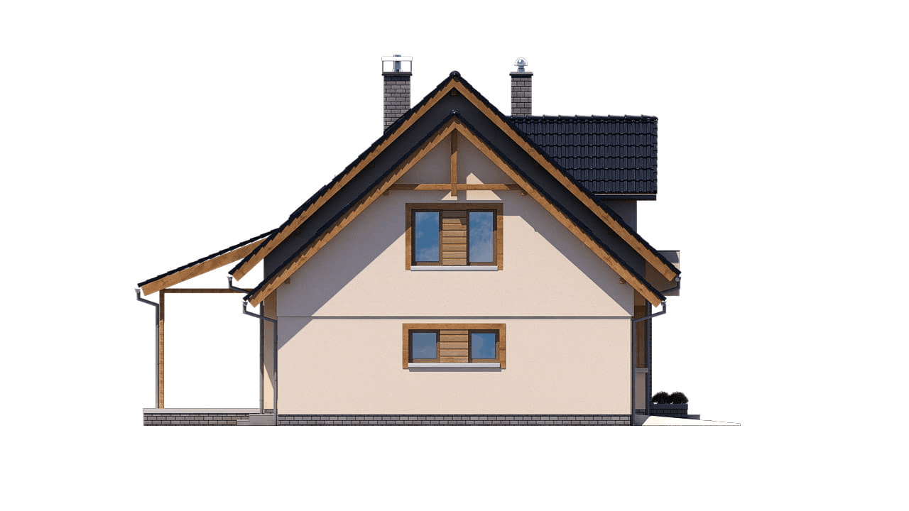 elewacja frontowa domu jednorodzinnego elewacja lewa domu jednorodzinnego BW-44 wariant 5