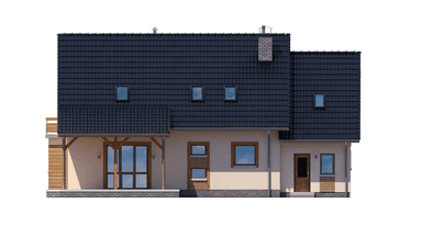 elewacja frontowa domu jednorodzinnego elewacja tylna domu jednorodzinnego BW-44 wariant 5