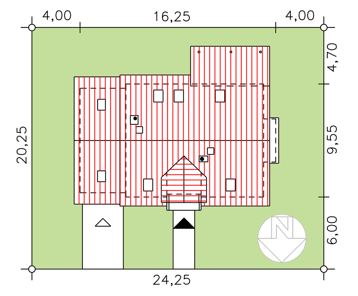 rzut usytuowania domu jednorodzinnego BW-44 wariant 5