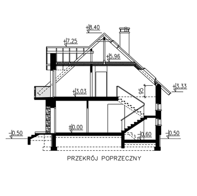 przekrój domu jednorodzinnego BW-44 wariant 5