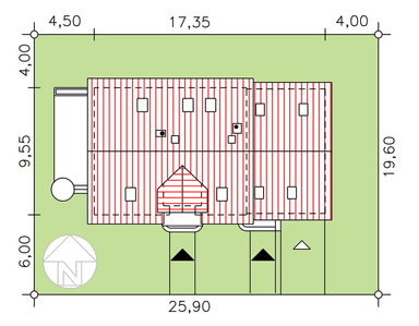 rzut usytuowania domu jednorodzinnego BW-44 z lokalem