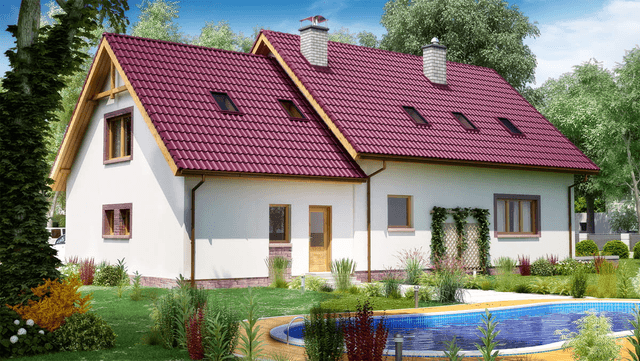 Wizualizacja domu jednorodzinnego BW-44 z lokalem