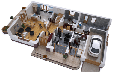 Wizualizacja domu jednorodzinnego BW-44 z lokalem