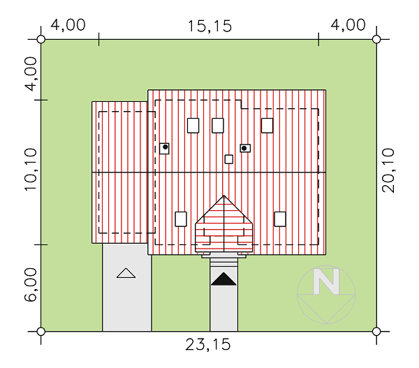 rzut usytuowania domu jednorodzinnego BW-46