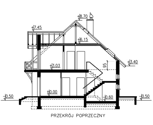 przekrój domu jednorodzinnego BW-46 wariant