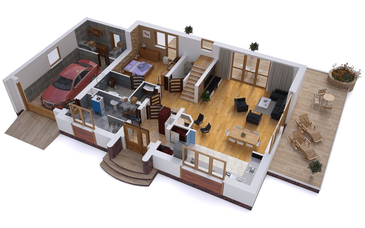 Wizualizacja domu jednorodzinnego BW-48 war. 1 front południowy