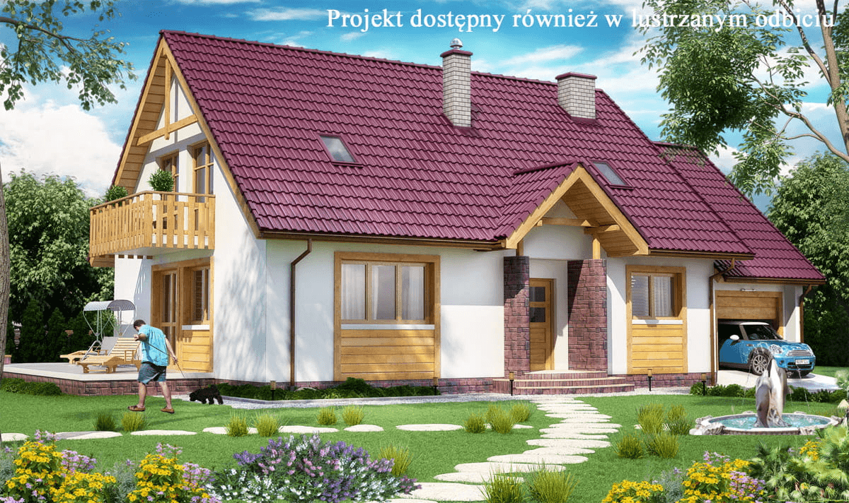 Wizualizacja domu jednorodzinnego BW-48 war. 1 front południowy