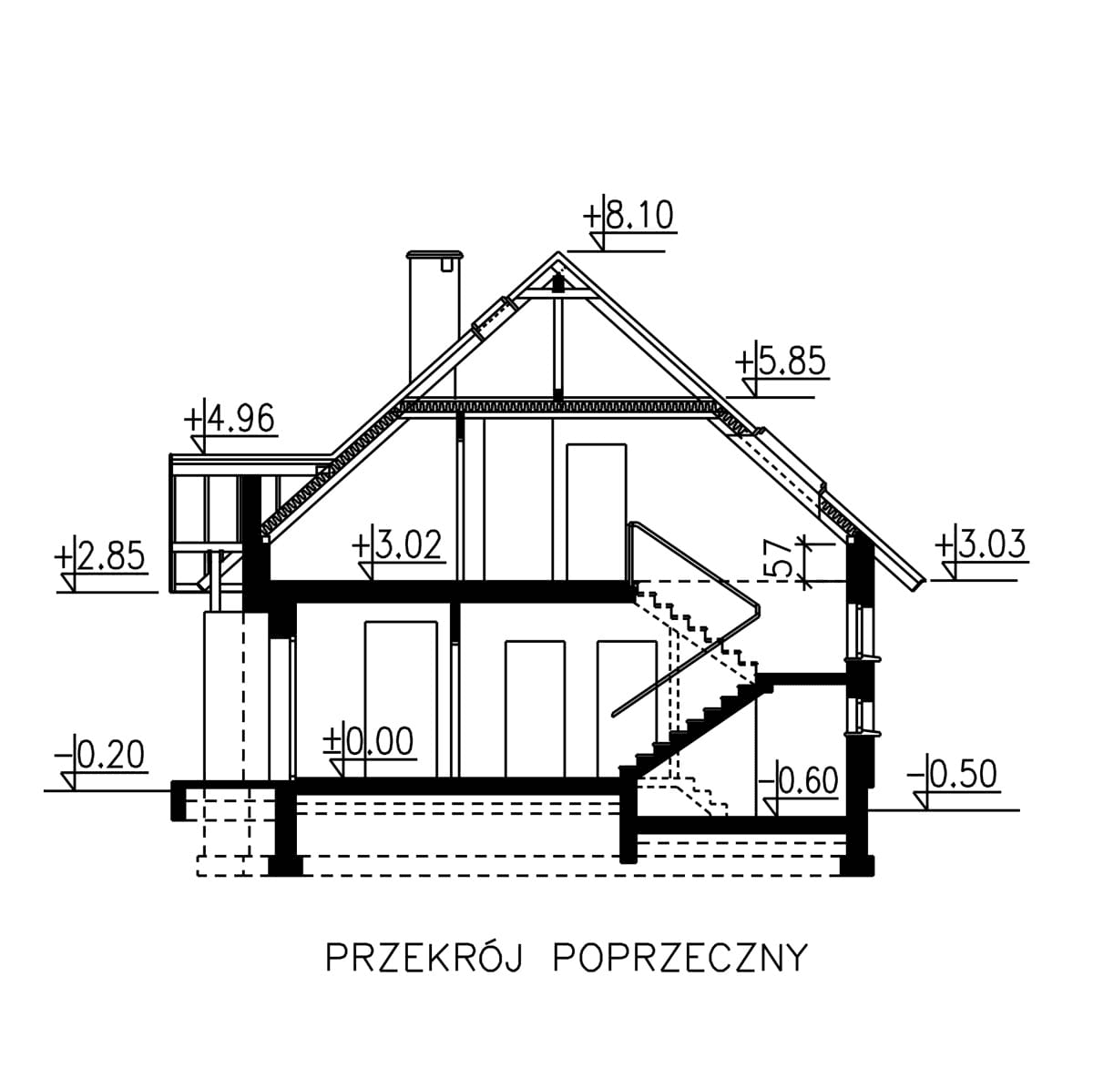 przekrój domu jednorodzinnego BW-48 wariant 1