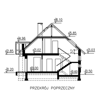 przekrój domu jednorodzinnego BW-48 wariant 1