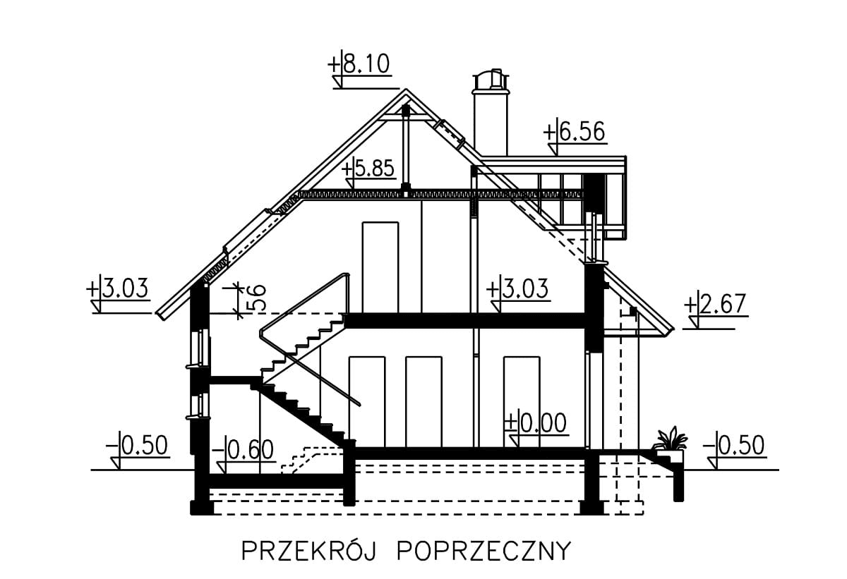 przekrój domu jednorodzinnego BW-48 wariant 2