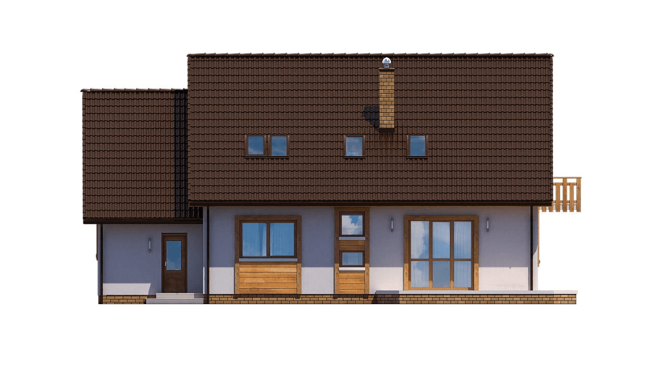 elewacja tylna domu jednorodzinnego BW-48 wariant 2