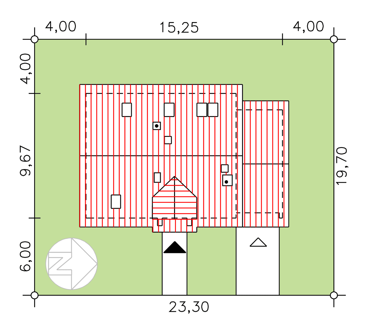 rzut usytuowania domu jednorodzinnego BW-48 wariant 2