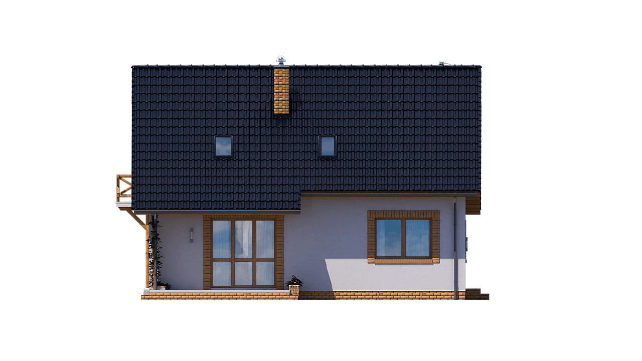 elewacja tylna domu jednorodzinnego BW-49 war.6 z garażem lub bez