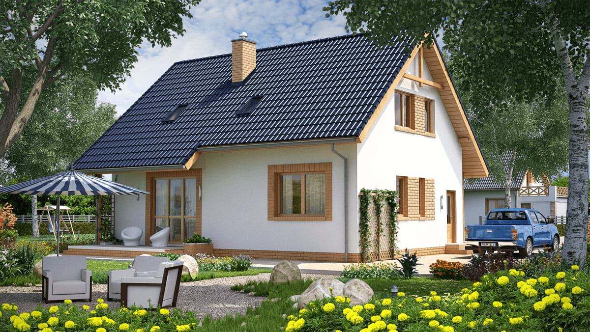 Wizualizacja domu jednorodzinnego BW-49 war.6 z garażem lub bez