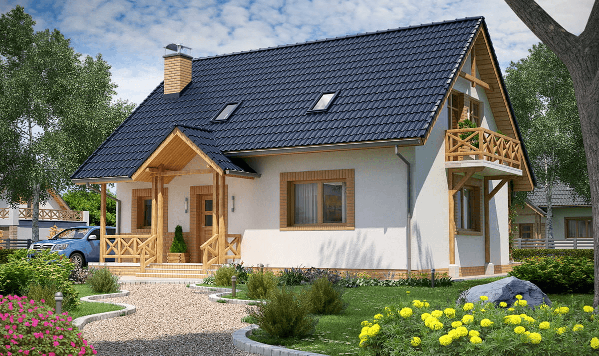 Wizualizacja domu jednorodzinnego BW-49 war.6 z garażem lub bez