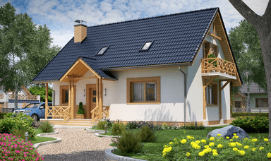 Wizualizacja domu jednorodzinnego BW-49 war.6 z garażem lub bez