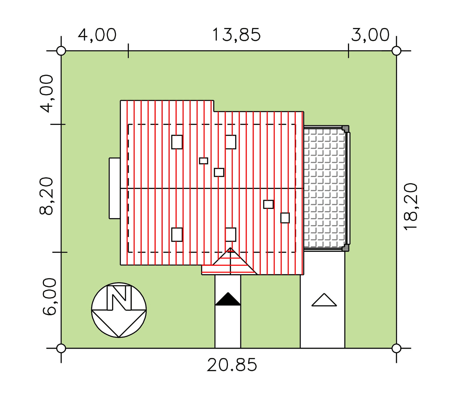 rzut usytuowania domu jednorodzinnego BW-49 wariant 2
