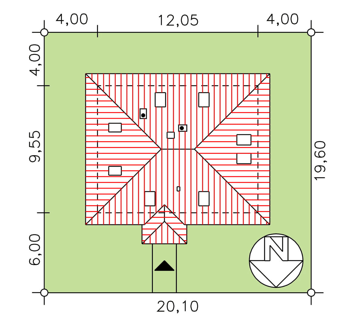 rzut usytuowania domu jednorodzinnego BW-51
