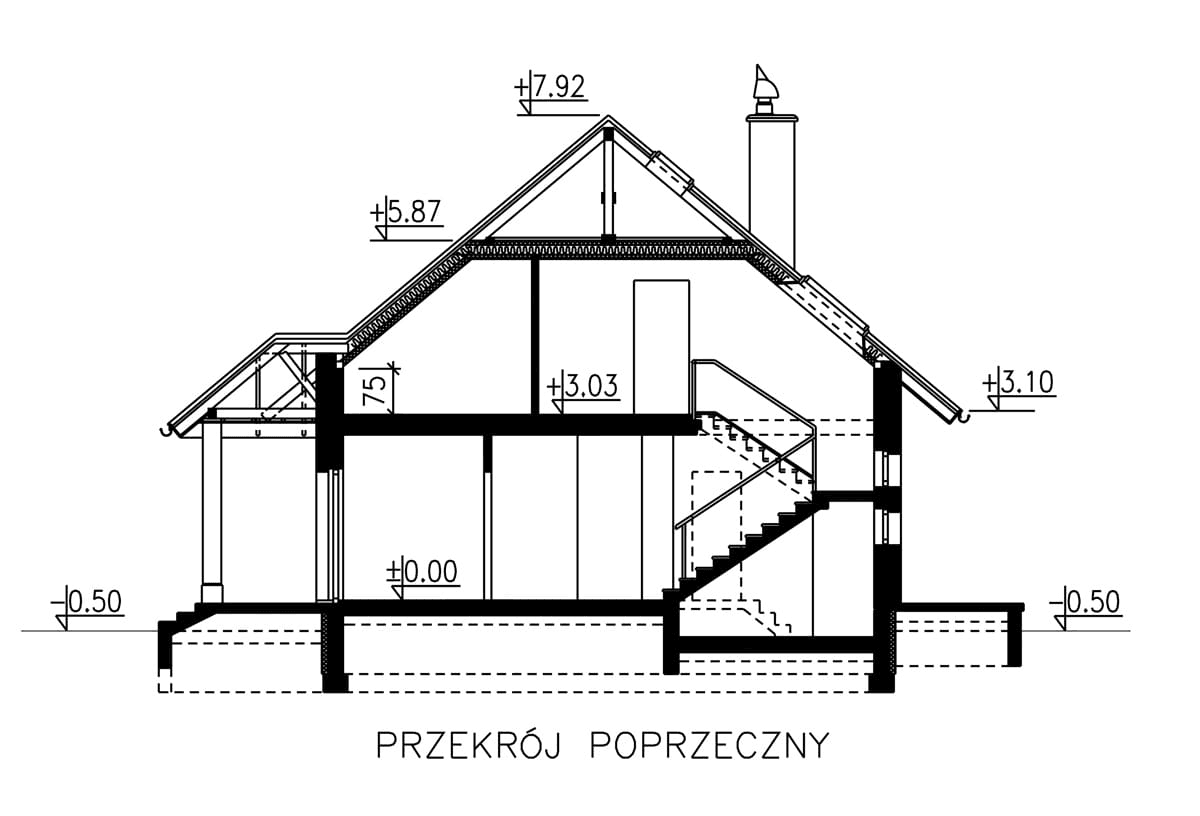 przekrój domu jednorodzinnego BW-51
