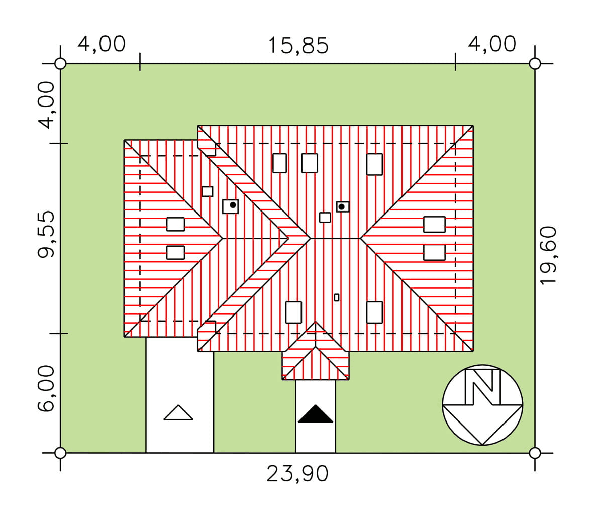 rzut usytuowania domu jednorodzinnego BW-51 wariant 1