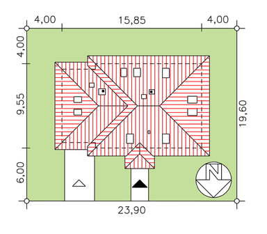 rzut usytuowania domu jednorodzinnego BW-51 wariant 1