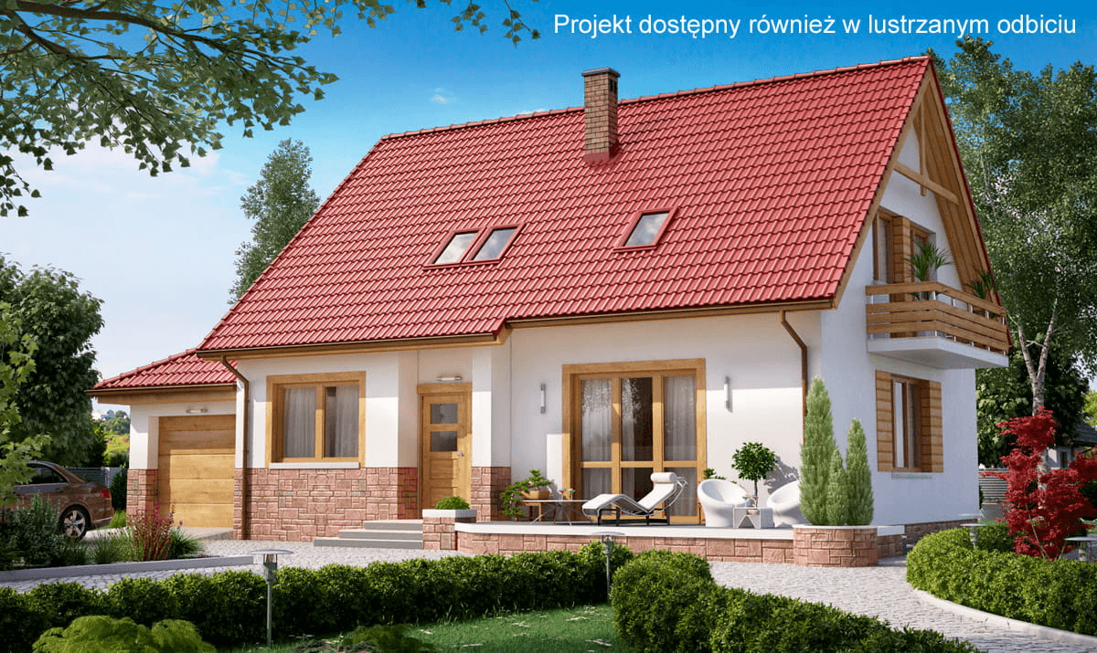 Wizualizacja domu jednorodzinnego BW-54 front południowy