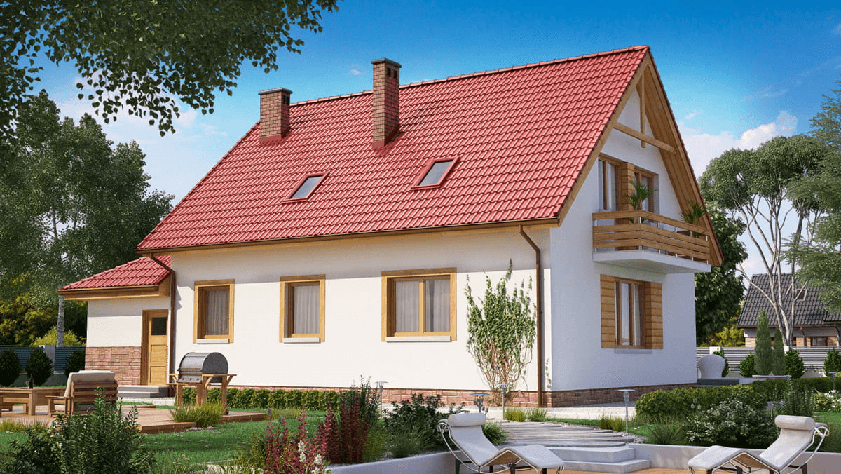 Wizualizacja domu jednorodzinnego BW-54 front południowy