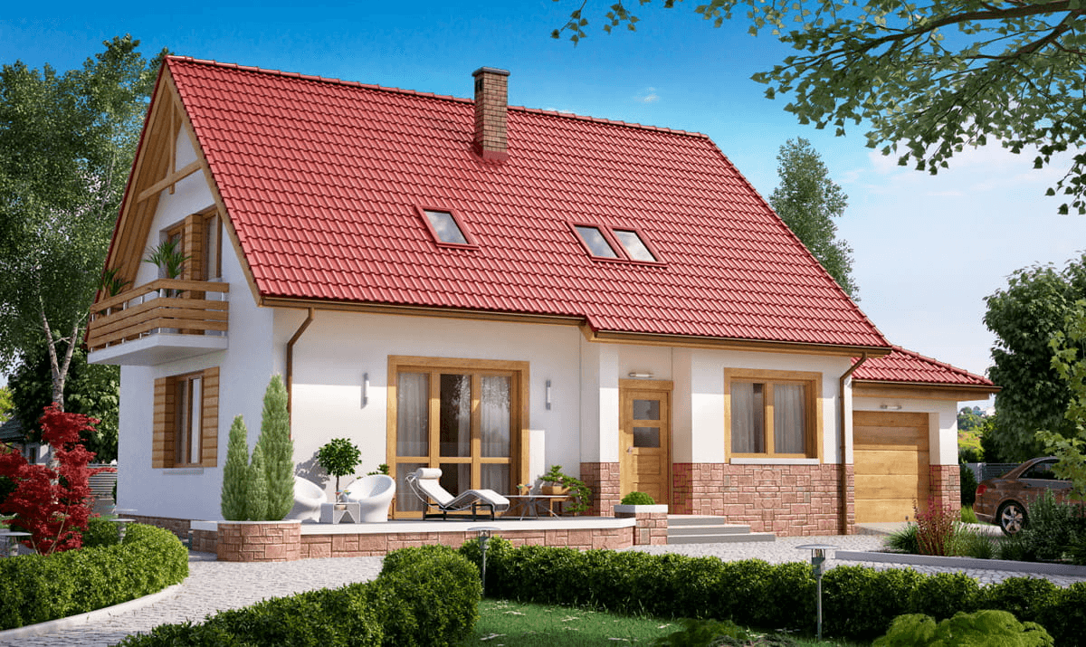 Wizualizacja domu jednorodzinnego BW-54 front południowy