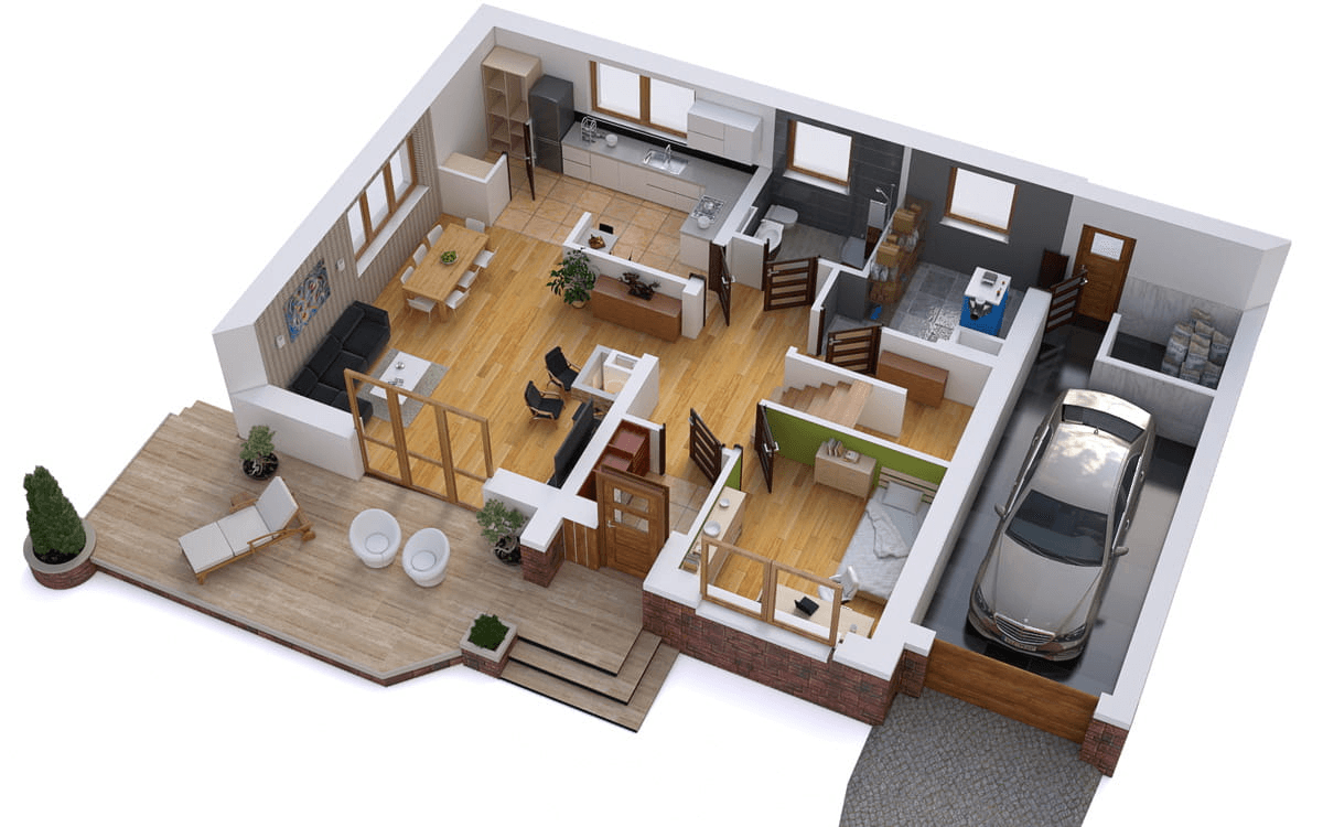 Wizualizacja domu jednorodzinnego BW-54 front południowy