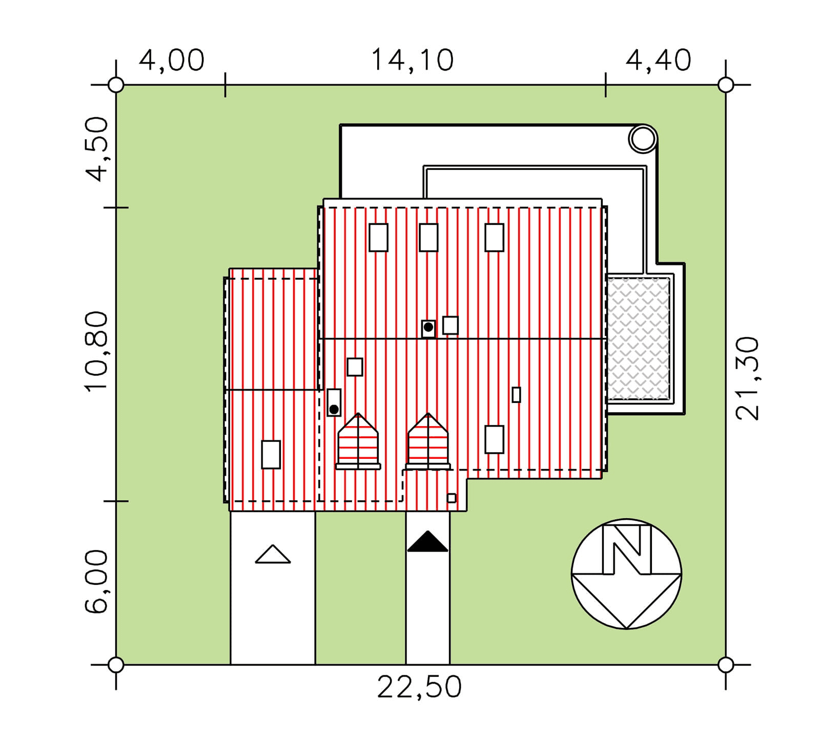 rzut usytuowania domu jednorodzinnego BW-56