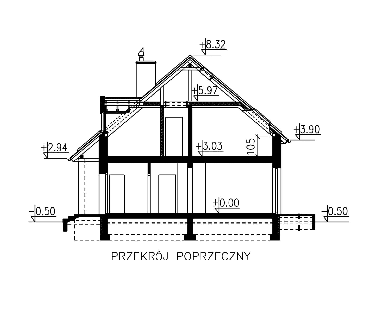 przekrój domu jednorodzinnego BW-56
