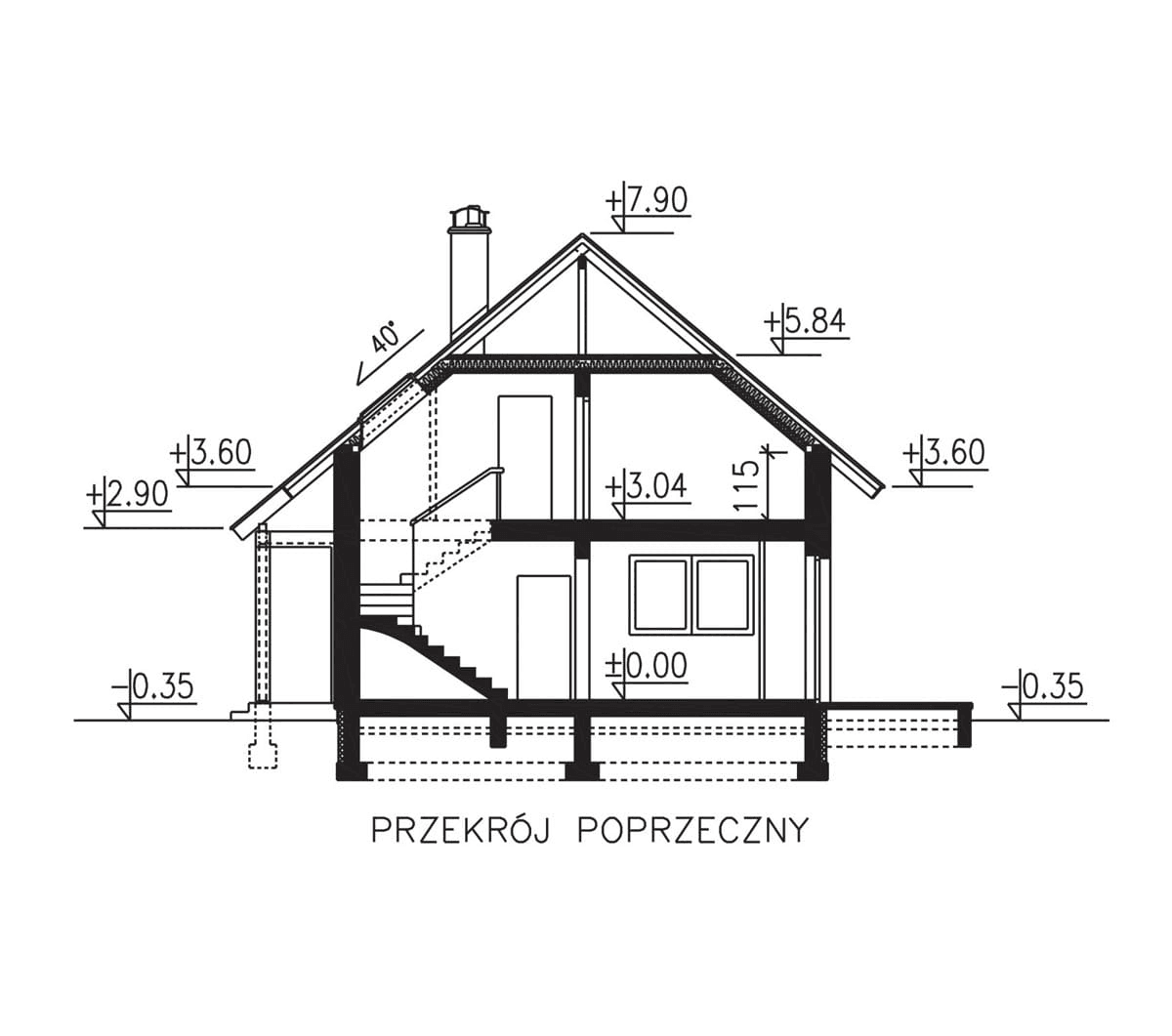 przekrój domu jednorodzinnego BW-70
